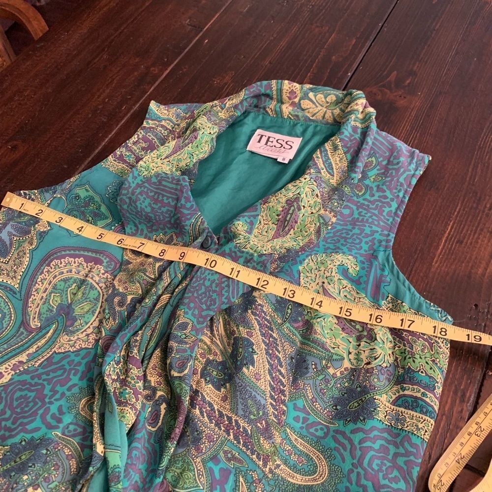 SALE 15.00 Vintage TESS Silk Kelly Green Tunic Dress - Picture 4 of 5
